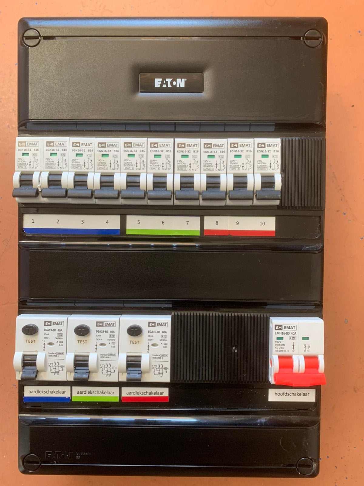 Eaton groepenkast 1-fase, 10 groepen, 3 Aardlekschakelaars, Ophalen of Verzenden, Zo goed als nieuw