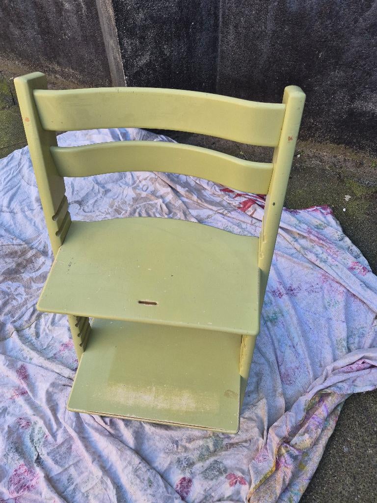 Stokke Tripp Trapp Moss Green, lichtgroen, origineel, Ophalen, Gebruikt, Meegroeistoel, Aanschuifbaar