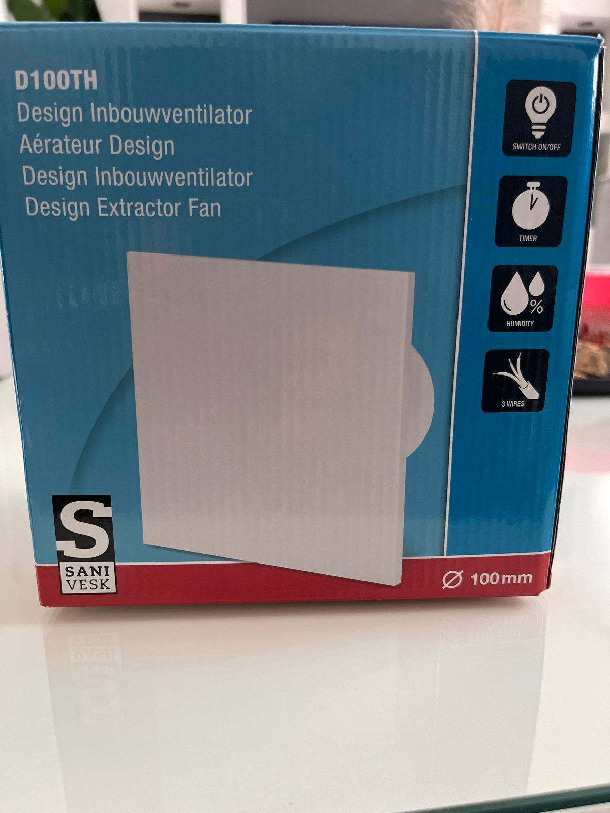 Sani Ves D100TH Design Inbouwventilator - 100mm, Ophalen, Nieuw, Ventilator