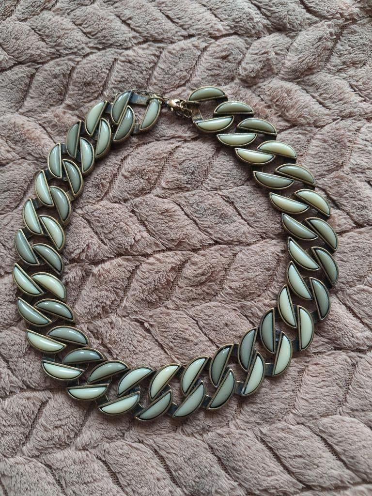 Emaille stenen ketting, Verzenden, Gebruikt, Grijs, Steen of Mineraal