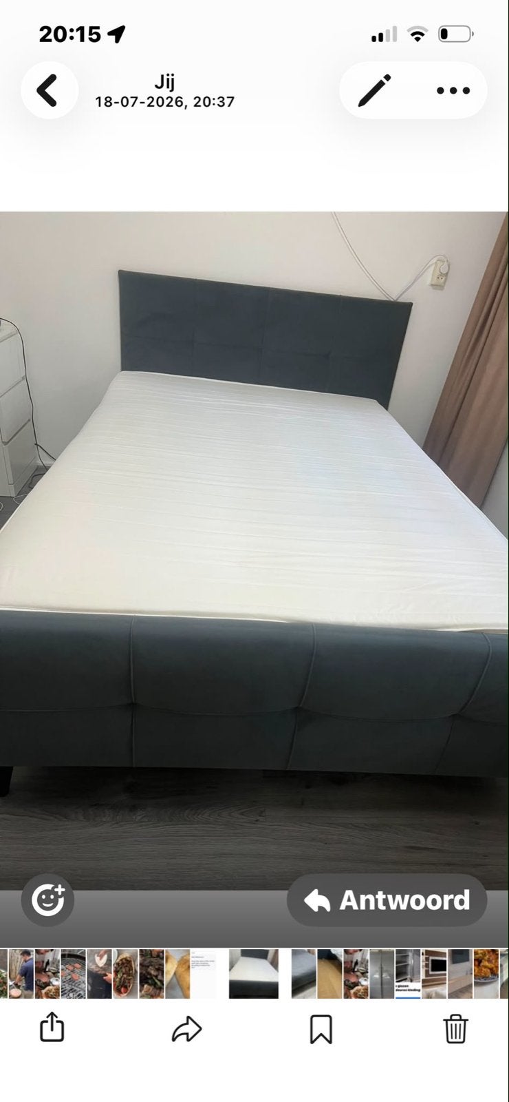 Tweepersoonsbed 140x200 in goede staat, Huis en Inrichting, Tweepersoons, 200 cm, Grijs, 140 cm