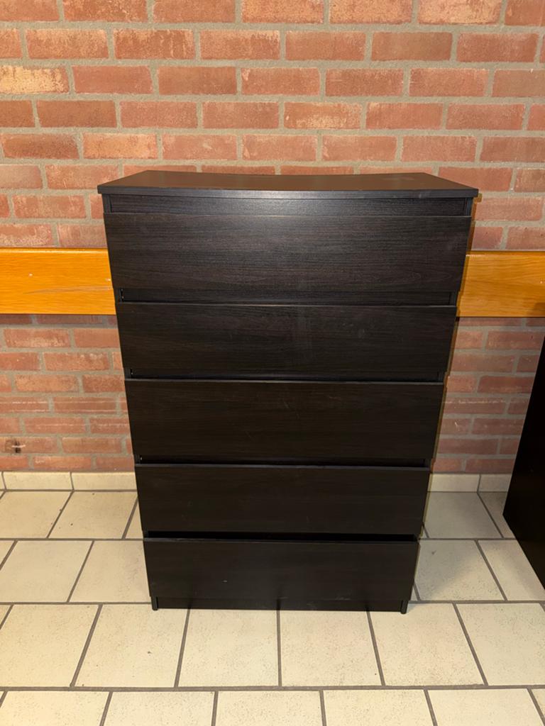 IKEA Malm ladekast met 5 lades - Zwart, Huis en Inrichting, Kasten | Ladekasten, Ophalen, Gebruikt, 5 laden of meer, 100 tot 150 cm