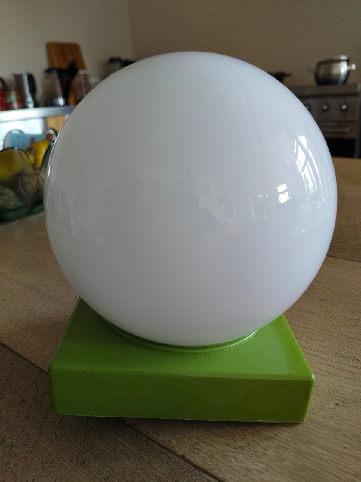 vintage space age lamp groene voet, Ophalen of Verzenden, Zo goed als nieuw, Plafondlamp
