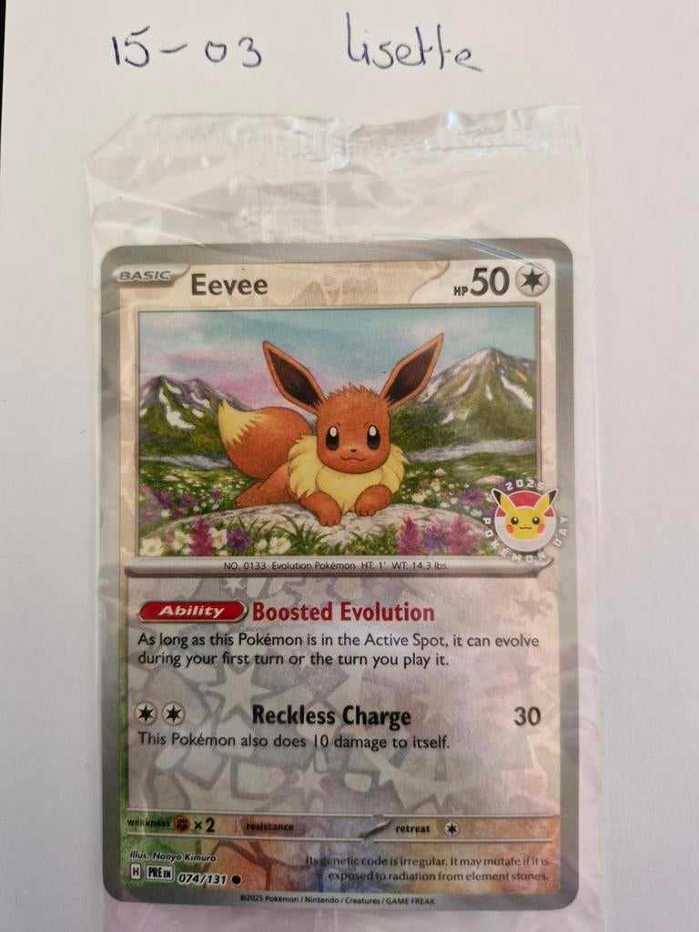 Pokémon Eevee Promokaart 2025 Pokémon Day, Ophalen of Verzenden, Nieuw, Losse kaart
