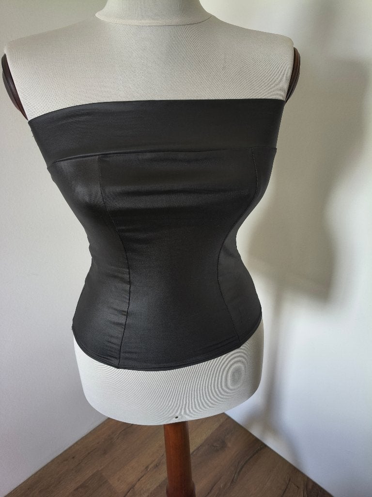 Kunstleren corset zonder veter S, Kleding | Dames, Tops, Zwart, Ophalen of Verzenden, Onbekend, Gedragen