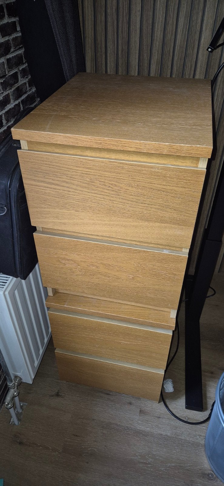 2 IKEA MALM Nachtkastjes met Eiken Fineer - Gebruikt, Ophalen, Gebruikt, Minder dan 45 cm, Minder dan 55 cm