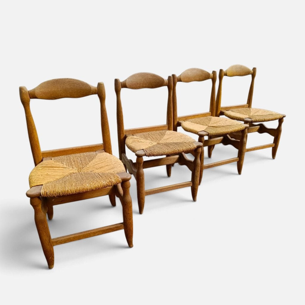 Guillerme et Chambron Dining set 4 stoelen model Charlotte, Huis en Inrichting, Ophalen of Verzenden, Gebruikt, 4 tot 6 stoelen