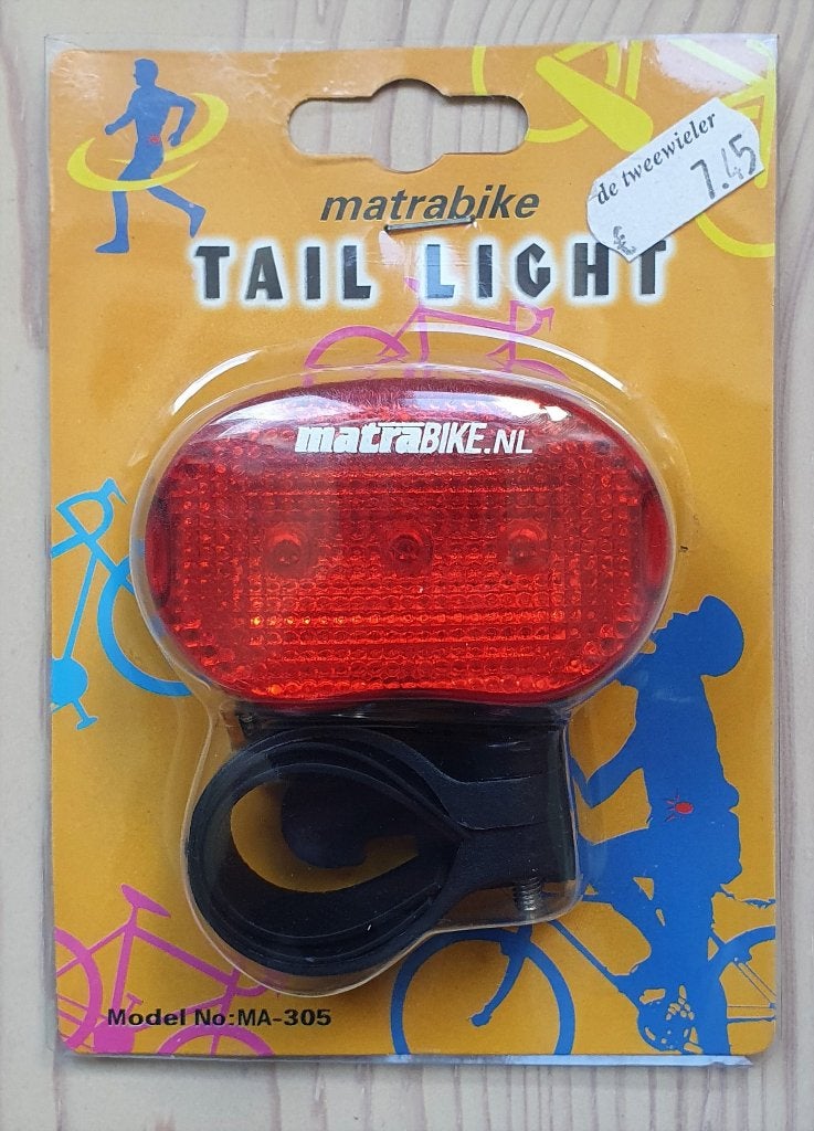 LED achterlicht voor fiets, van Matrabike, Fietsen en Brommers, Waterbestendig, Batterij, Verzenden, Achterlicht
