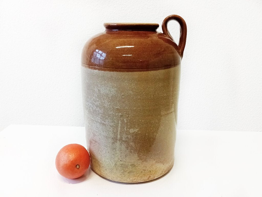 Prachtige grote vaas / kruik van aardewerk, Gebruikt, Bruin, Met handvat, Ophalen of Verzenden