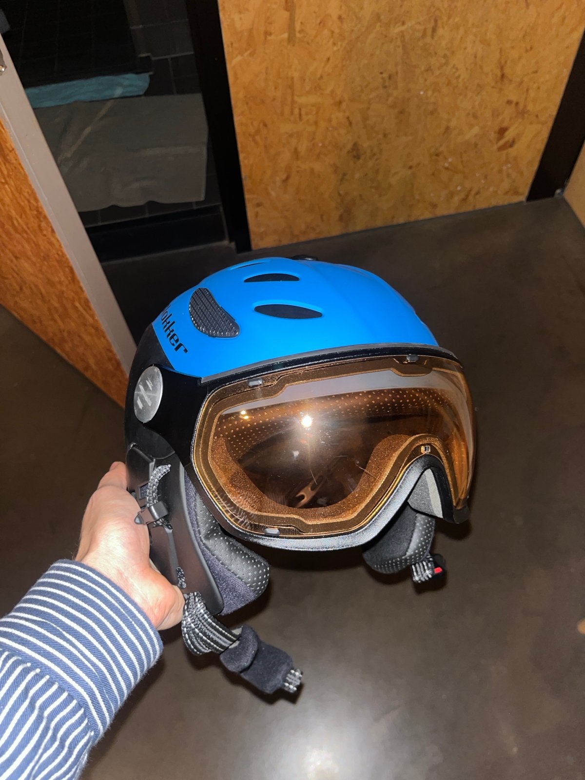 Blauwe skihelm met vizier - Zo goed als nieuw, Overige merken, Overige typen, Ophalen of Verzenden, Zo goed als nieuw
