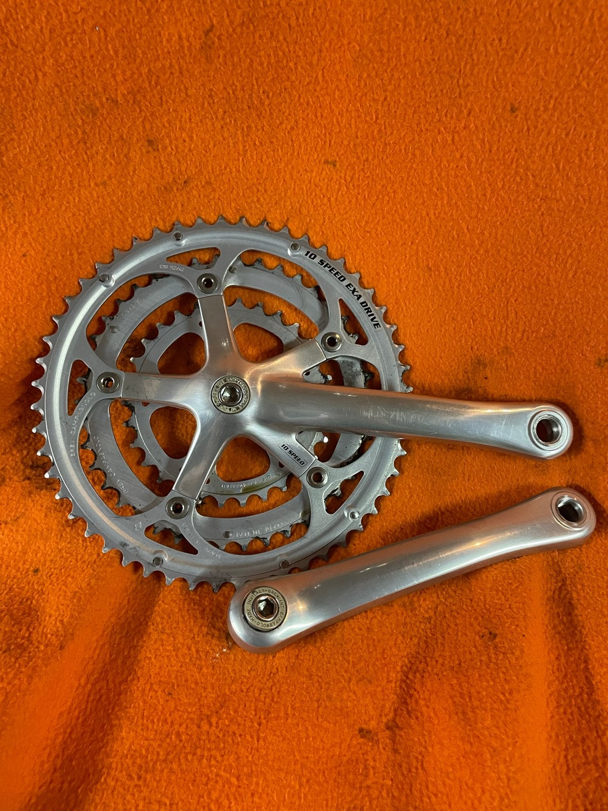 Campagnolo Veloce 10 Speed triple Exa Drive Crankstel, Crankstel of Pedalen, Gebruikt, Verzenden, Aluminium