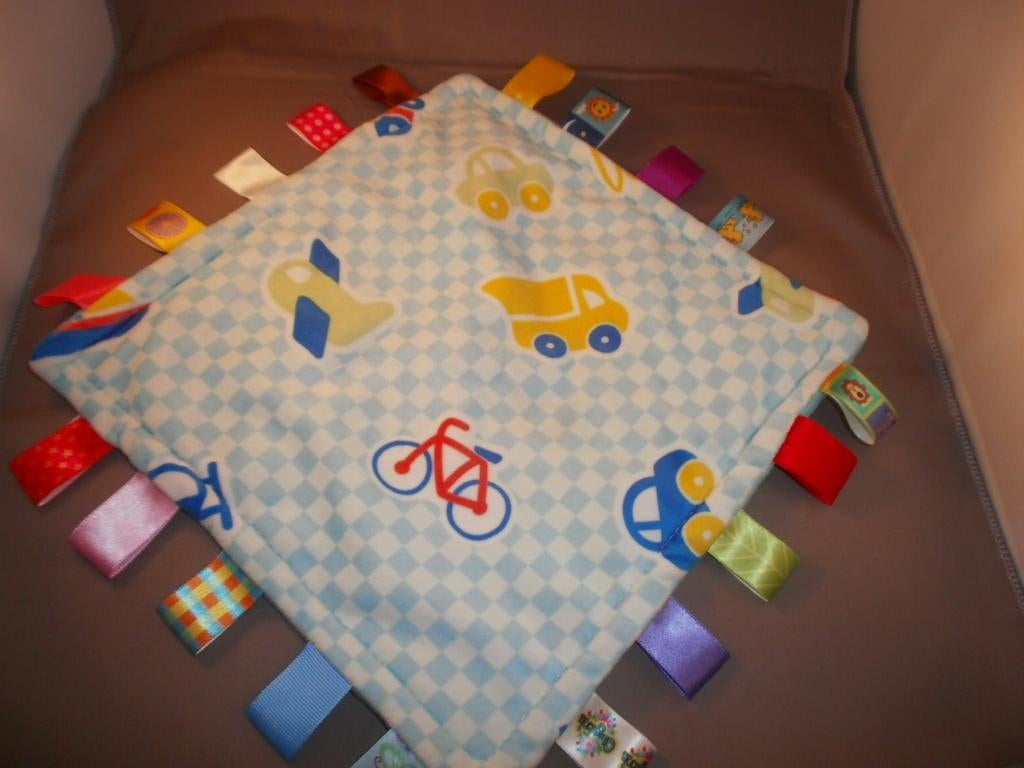 HEMA knuffeldoek labeldoek bright starts 26x26 cm van auto, Hema, Overige karakters, Overige typen, Blauw
