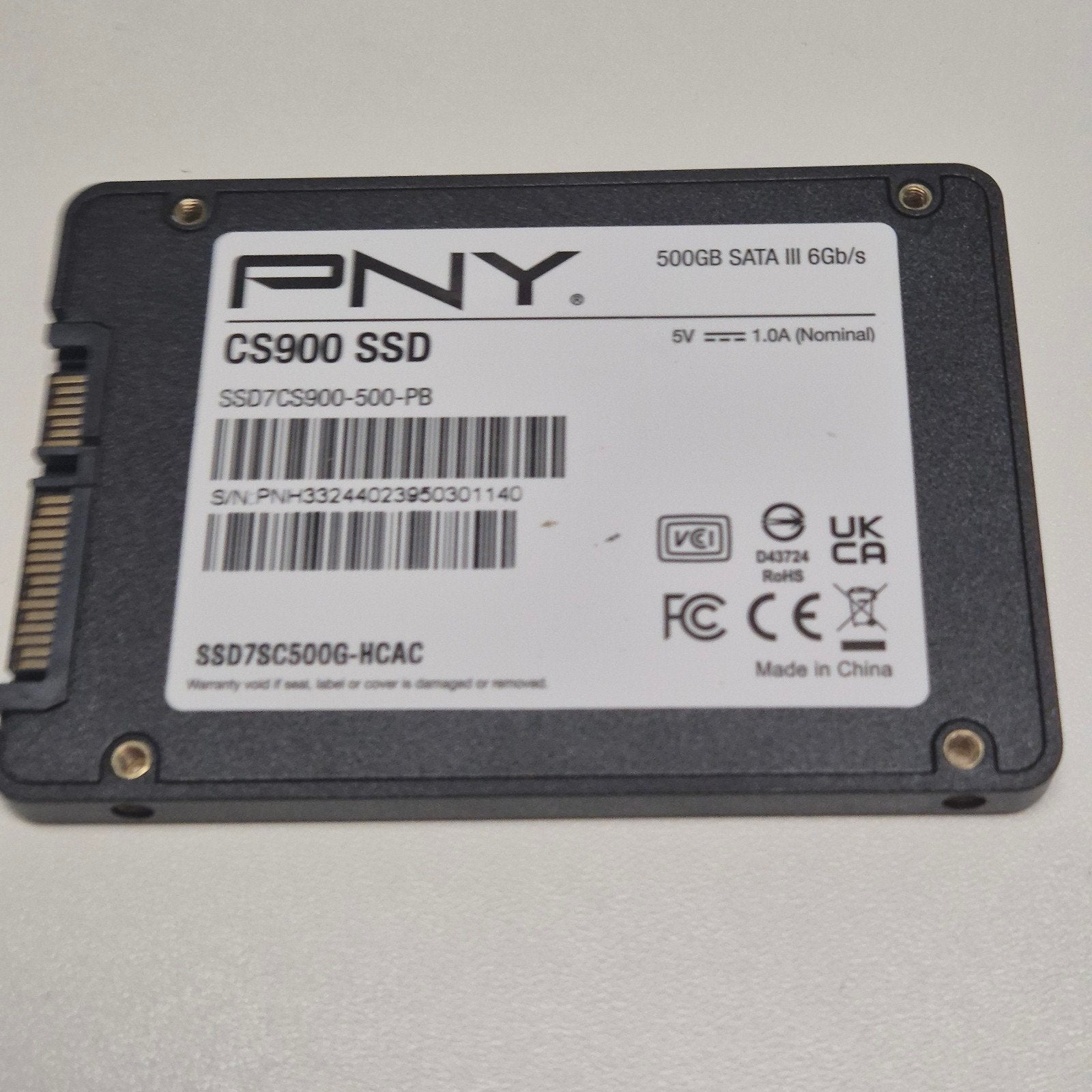 PNY 500GB SSD 2,5" Sata, Intern, Gebruikt, Laptop, 500GB