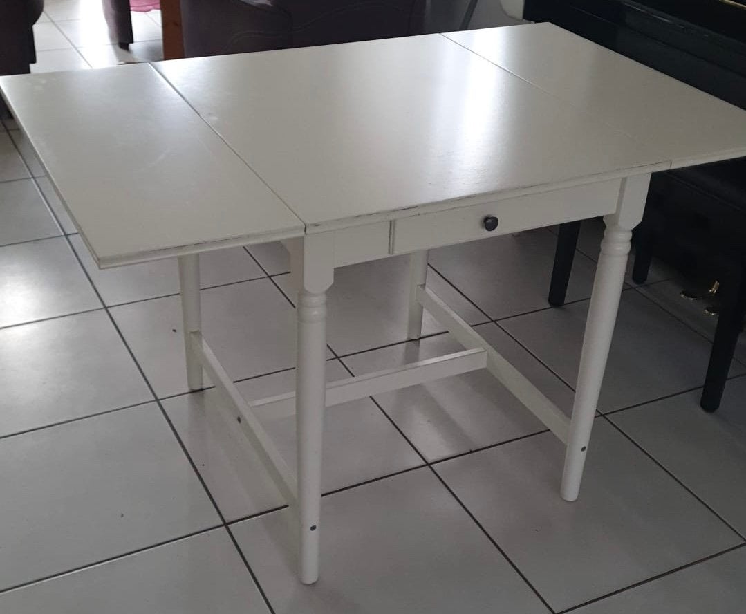 IKEA INGATORP Drop-Leaf Table – White – €40, Ophalen, Gebruikt, 100 tot 150 cm, 50 tot 100 cm