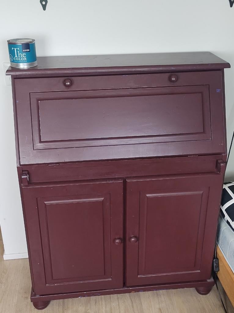 Vintage secretaire Aubergine kleurig, Ophalen, Gebruikt, Vintage