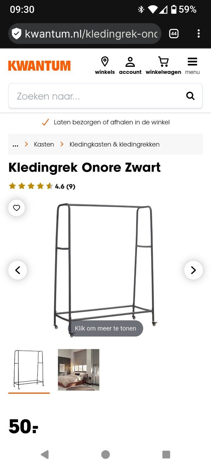 kledingrek, Ophalen, Zo goed als nieuw