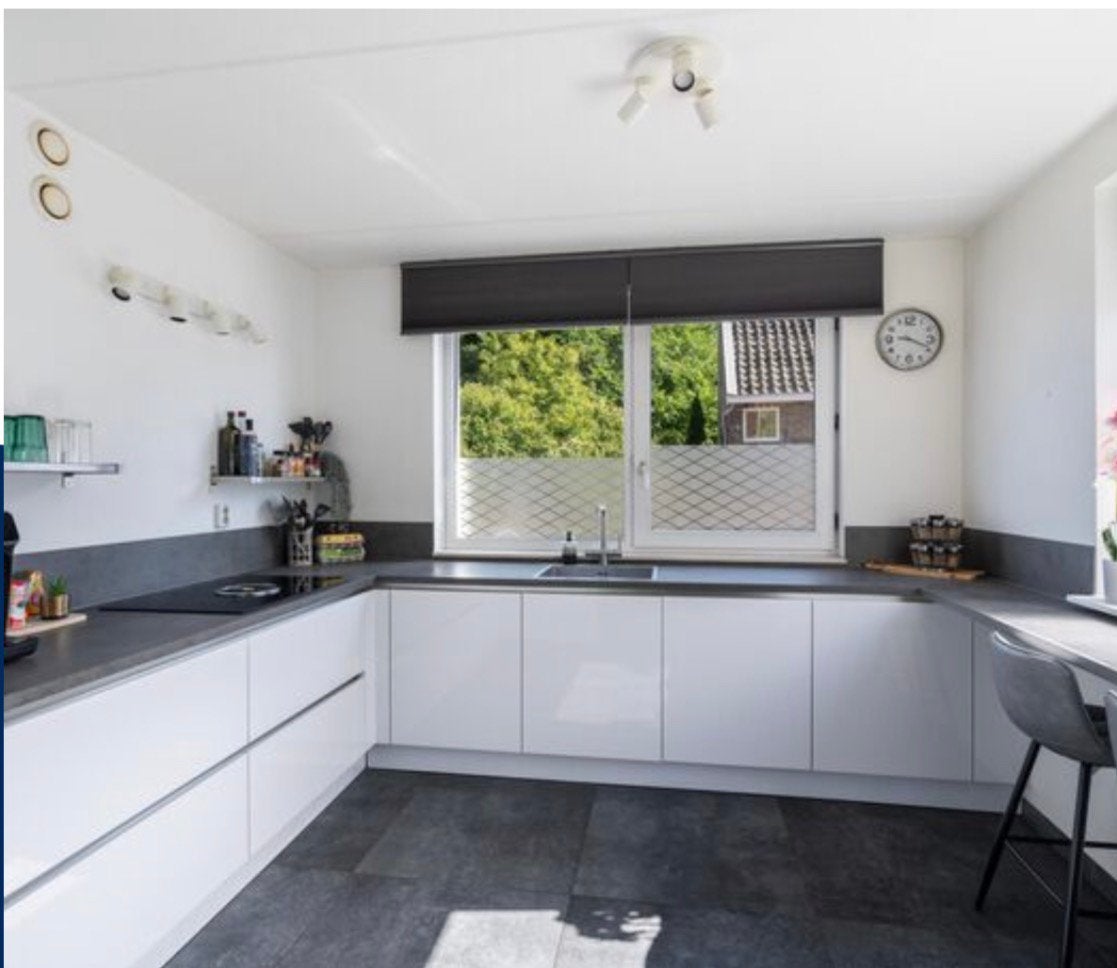 Keuken, hoogglans wit, greeploos, Ophalen, Gebruikt, Wit, Enkelwandige keuken