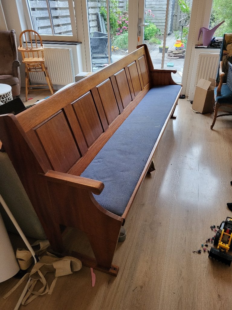 Originele Kerkbank, Huis en Inrichting, Ophalen, Gebruikt, 200 tot 250 cm, Vierpersoons of meer