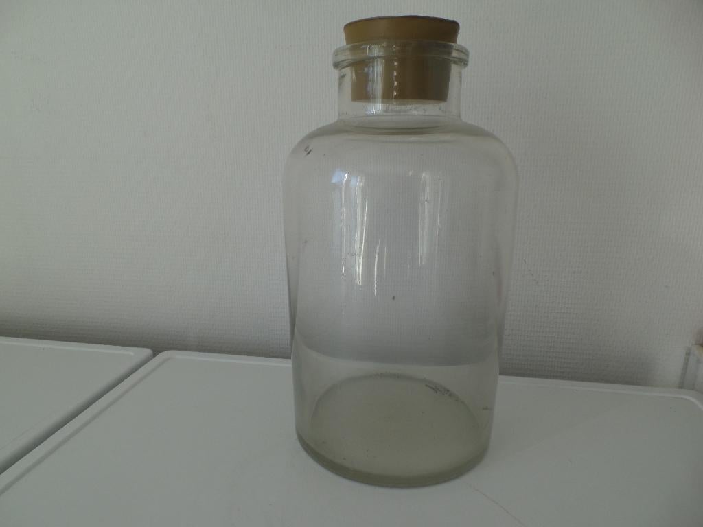 Apothekersfles, Ca 5 liter, blank glas, Rubber stop-(#8948), Antiek en Kunst, Antiek | Glas en Kristal, Ophalen