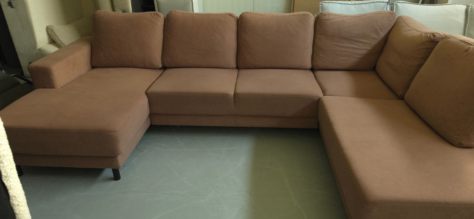 U-bank zitmax bruin/taupe met losse rugkussens, Ophalen, Gebruikt, 300 cm of meer, Metaal