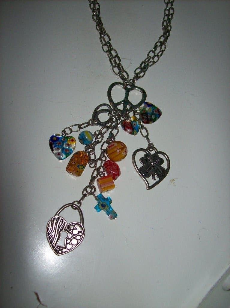 Ketting Zilvertint Metaal Harten Hangers en Fraaie Steen, Sieraden, Tassen en Uiterlijk, Kettingen, Verzenden, Nieuw, Steen of Mineraal
