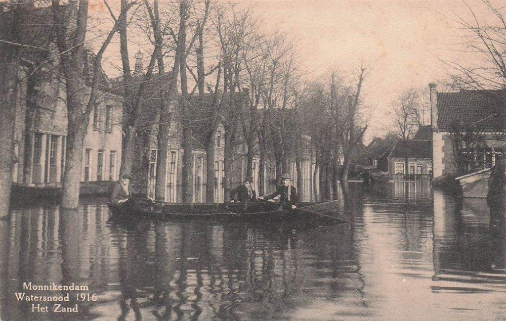 703-427-023 Monnikendam Watersnood 1916 Het Zand, Verzenden, Voor 1920, Noord-Holland
