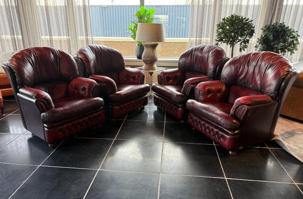 Chesterfield Fauteuil 4 x, Gebruikt, Traditional, 75 tot 100 cm, Info@springvale.nl
