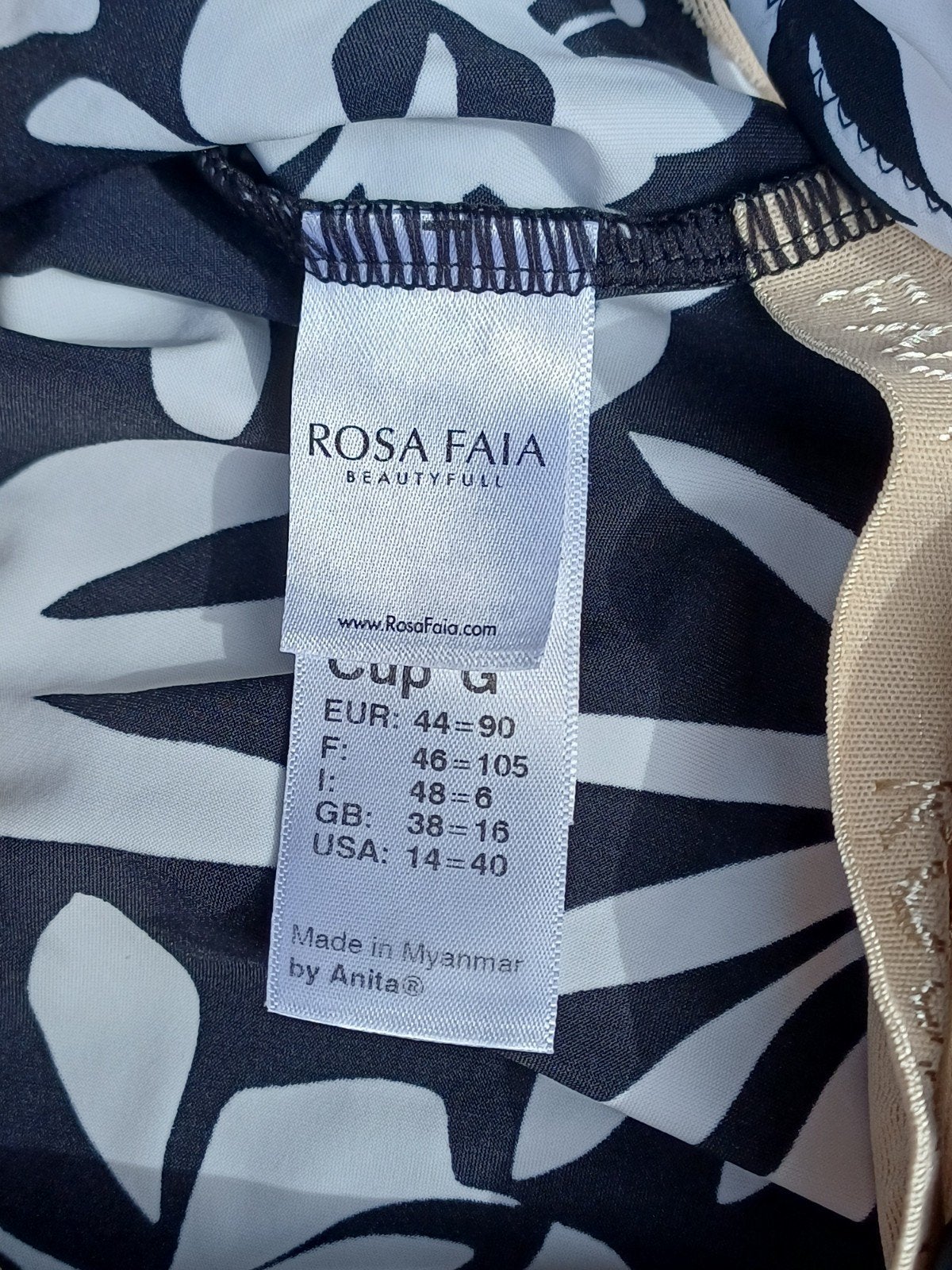 Rosa Faia Badpak Mona Cup G Zwart Wit Bloemenprint, Zwart, Badpak, Zo goed als nieuw, Rosa Faia