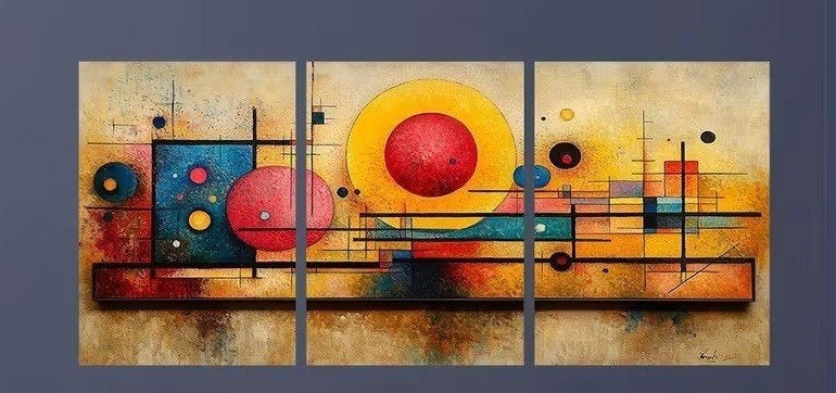 Wassily Kandinsky - Drieluik - Canvas Schilderijen, Antiek en Kunst, Verzenden