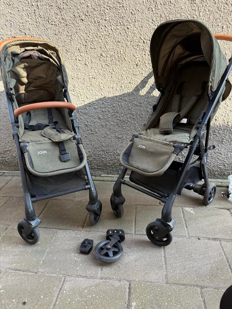 2 Puck Join buggy's met adapters, Ophalen, Gebruikt, Overige merken, Verstelbare rugleuning