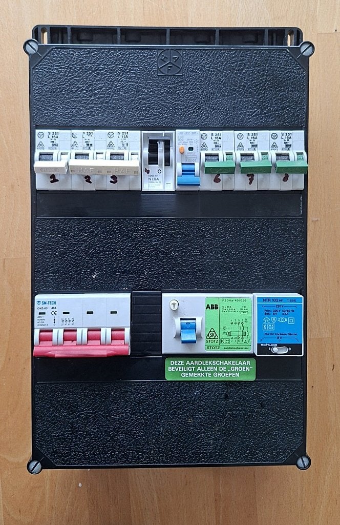 Groepenkast met aardlekschakelaar en installatieautomaten, Ophalen of Verzenden, Gebruikt, Overige merken, Groepenkast