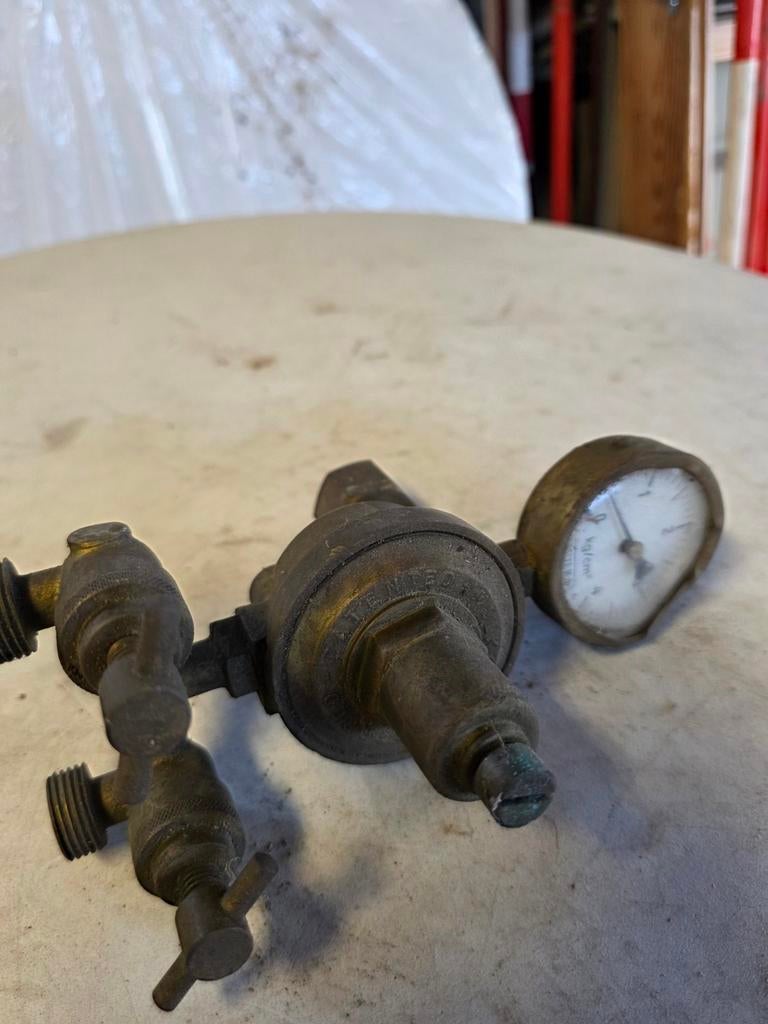 Vintage Gaskraan met Manometer - Messing, Ophalen of Verzenden, Gebruikt, Koper, Overige typen