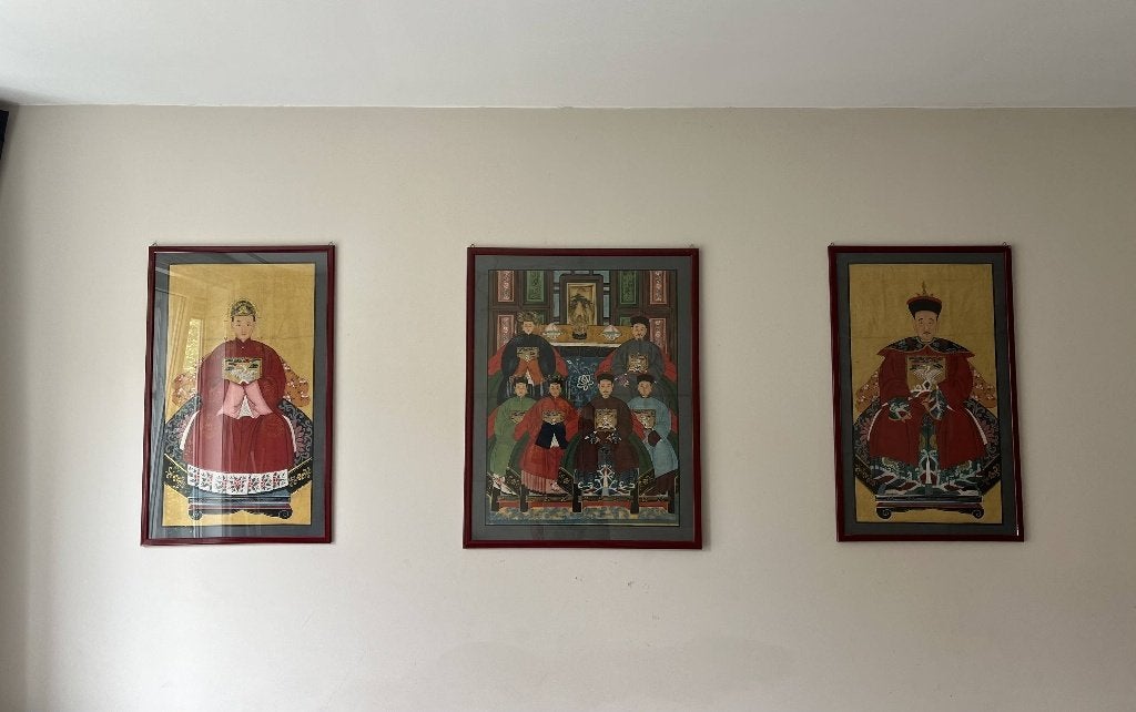 Set of 3 Chinese Imperial Ancestor Portraits – Framed, Ophalen of Verzenden, Zo goed als nieuw, 50 tot 75 cm, Schilderij