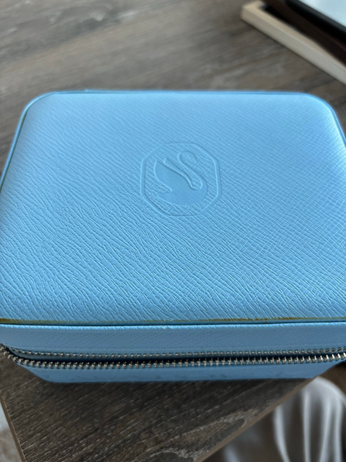 Blauwe Swarovski sieradendoosje, Ophalen of Verzenden, Zo goed als nieuw