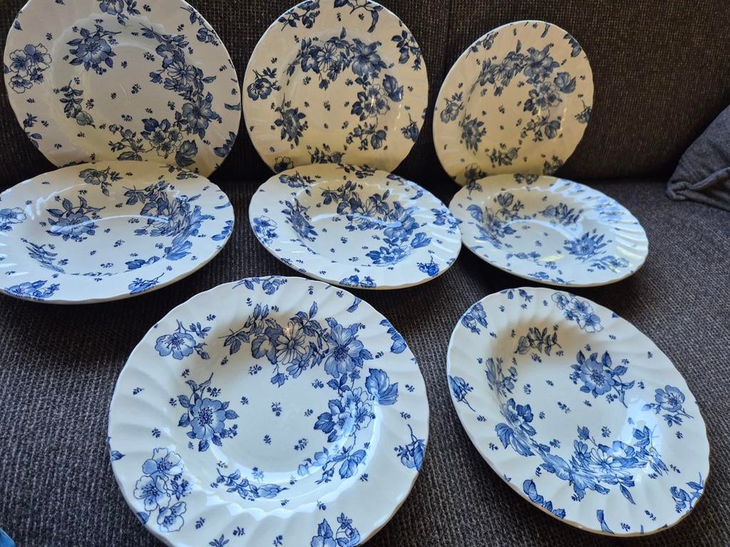 8 Diepe Borden Myott Meakin Engels Blauw 23cm, Antiek en Kunst, Antiek | Servies los, Ophalen of Verzenden