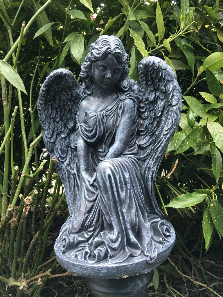 Mooie engel, vol steen, kleur donker, Tuin en Terras, Tuinbeelden, Steen, Engelenbeeld, ., Nieuw