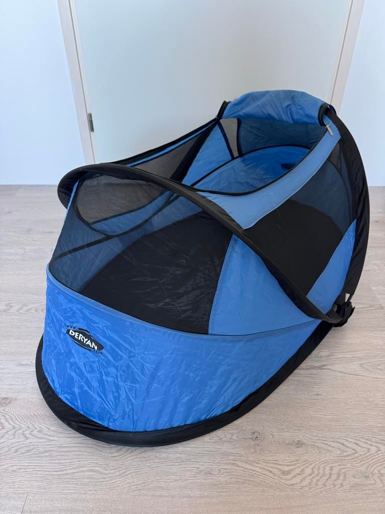 Deryan pop-up babytent- snel op te vouwen–matje–blauw/zwart, Ophalen, Gebruikt, Reisbedje