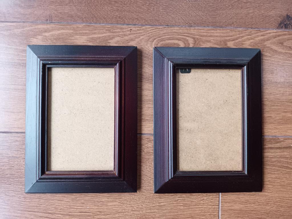 2 donkerbruine houten fotolijsten lijsten hout bruin lijst, Ophalen of Verzenden, Gebruikt, Hout