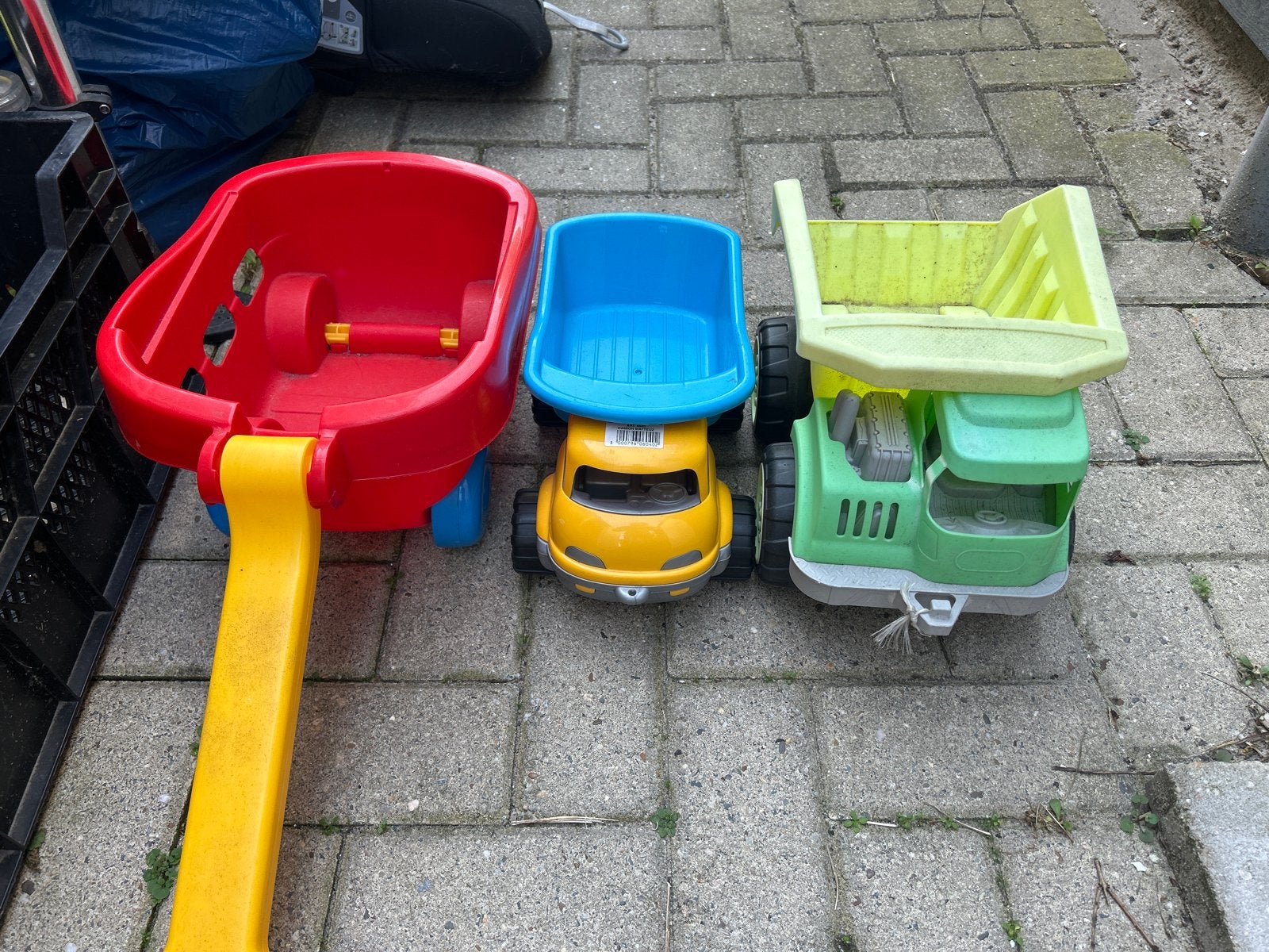 Speelgoed set: bolderkar, kiepwagen en vrachtwagen, Ophalen of Verzenden, Gebruikt