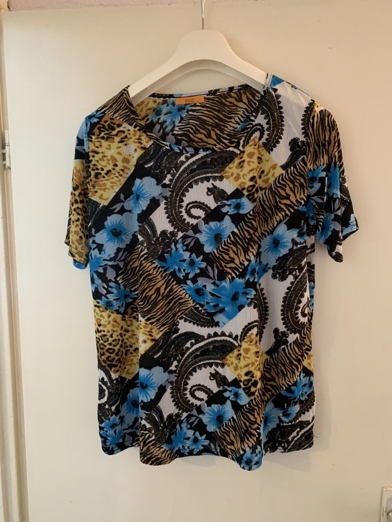 Meerkleurige T-shirt van Elvis. Maat L, Kleding | Dames, Meerkleurig, Ophalen of Verzenden, Zo goed als nieuw, Korte mouw
