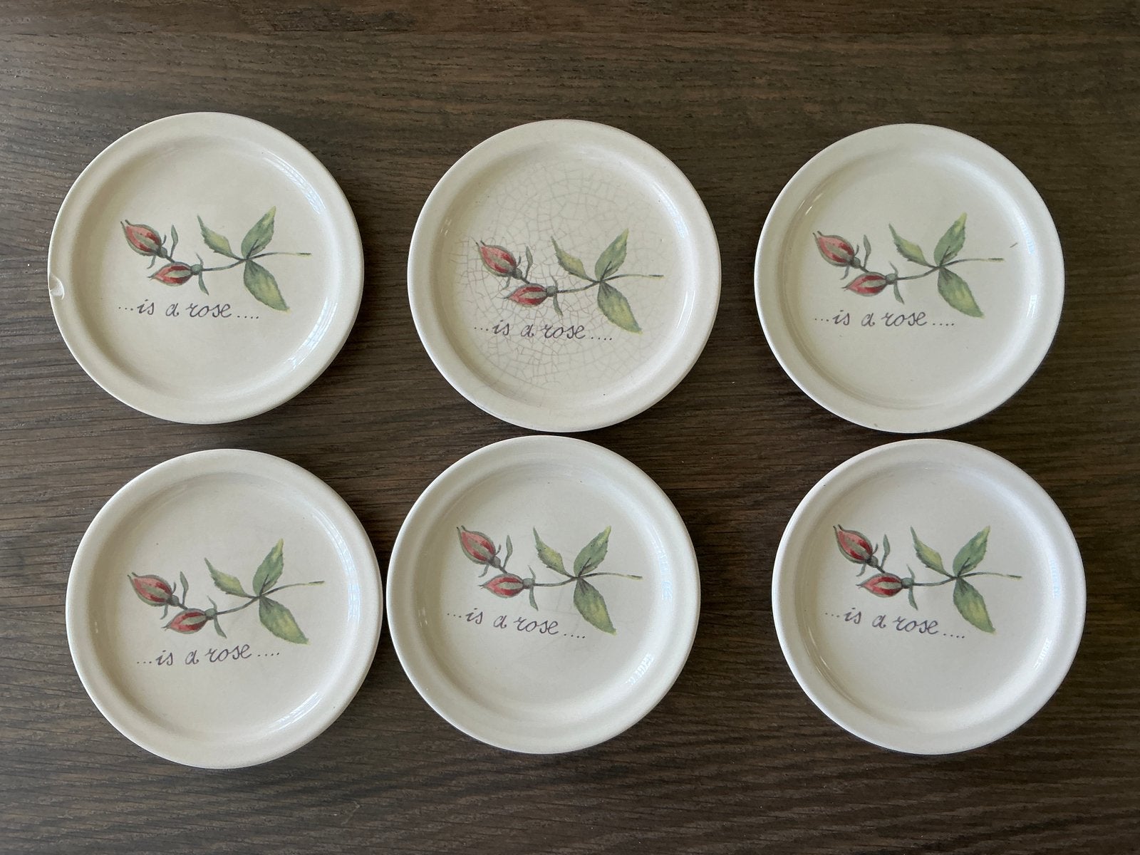 6 Jet by Ter Steege “is a rose...” petit-four-bordjes (KWF), Ophalen of Verzenden