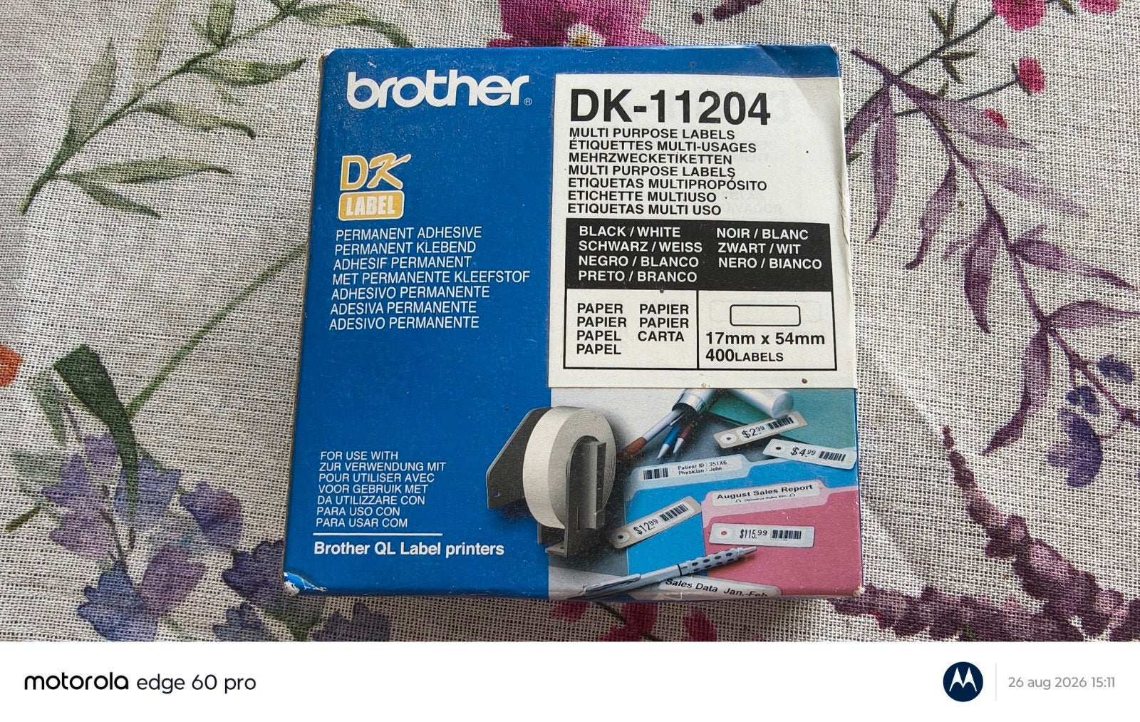 Brother DK-11204 Labels - Zwart/Wit, 17mm x 54mm, Ophalen of Verzenden