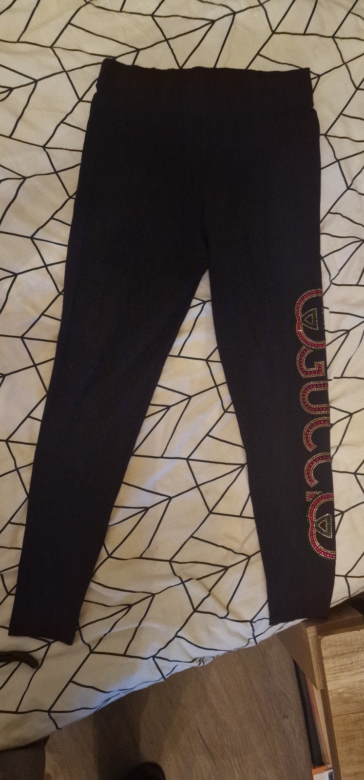 Zwarte legging met Gucci-stijl strass-logo, Legging, Zwart, Ophalen of Verzenden, Gedragen
