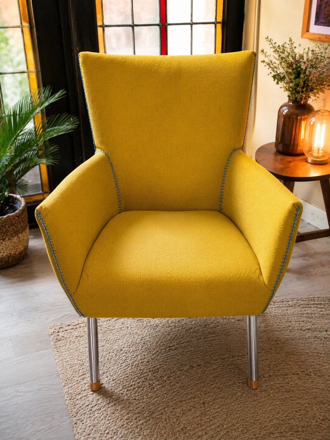 Label Gerard vd Berg Foxxy fauteuil groen geel, Huis en Inrichting, Ophalen, Gebruikt, Overige kleuren, Stof