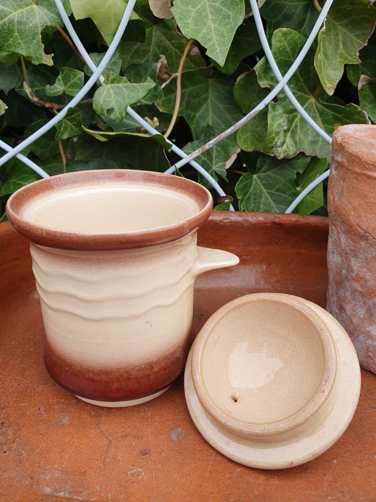 Prachtige Antieke Douwe Egberts Aardewerk Cafetière compleet, Ophalen of Verzenden