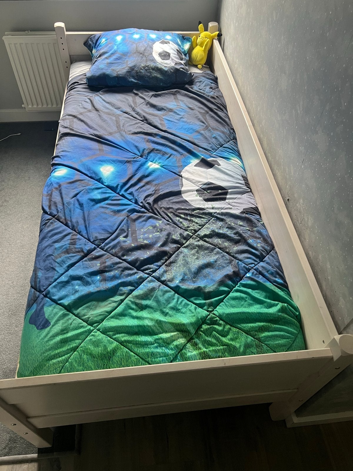 Eenpersoonsbed met lattenbodem - Wit houten frame, Ophalen, Gebruikt, 90 cm, Eenpersoons