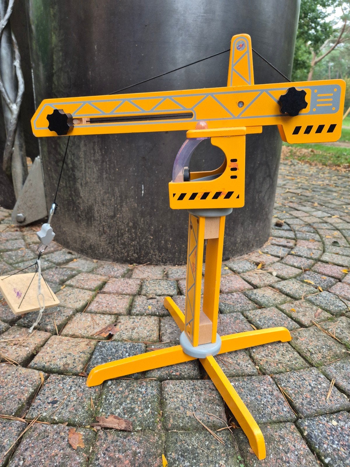 Hape houten speelgoedkraan - Geel, Ophalen of Verzenden, Gebruikt, Jongen of Meisje