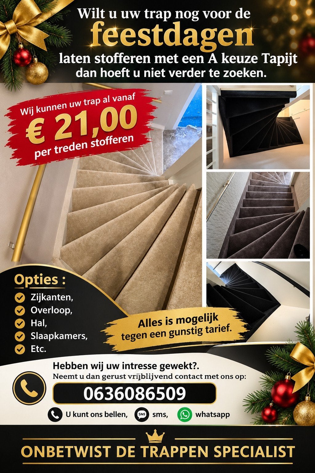 Trap Stoffering v.a. €21,- per treden, Ophalen, Nieuw, Tapijt