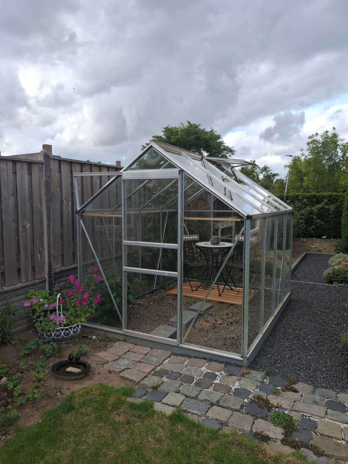 Tuinkas Halls Popular 86 - 5m2 met schuifdeur en raam, Ophalen, Gebruikt, Kweekkas, Glas