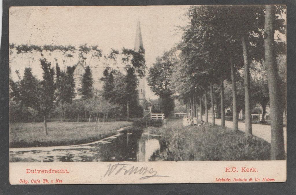 duivendrecht gezicht op de r.k.kerk, Verzenden, Voor 1920, Gelopen, Noord-Holland